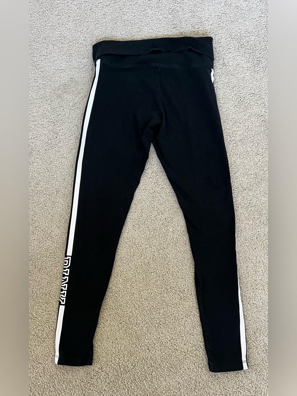 Victoria Secret PINK Leggings Cotton Full Length Black White Stripe, Size Small - Picture 4 of 8
